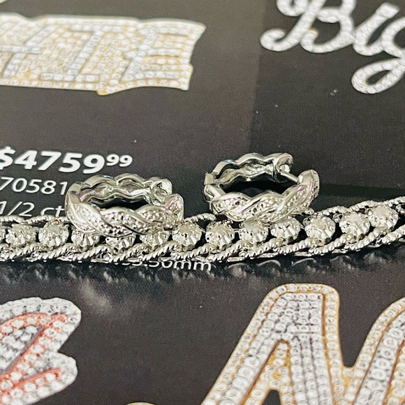 Real diamond beautiful bracelet, 1ct natural diamonds, Free diamond Hoops WOW! - Picture 4 of 8